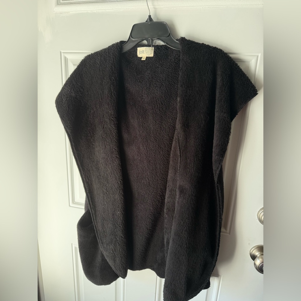 NWT JOLT Black Faux Fur Hooded Vest Nordstrom Cozy Winter